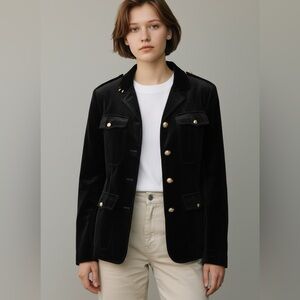 Lauren Ralph Lauren Black Velvet Military Jacket Size 14